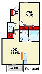 フラワーヒルズ藤 1LDKの間取図画像