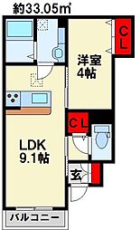 ラヴィベール 1LDKの間取図画像