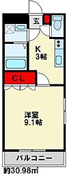 チェリーハイツ 1Kの間取図画像