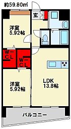 ザスクエアグローリーレジデンス 2LDKの間取図画像