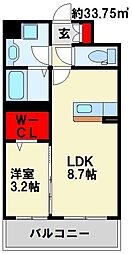 コンフォールパピヨン 1LDKの間取図画像