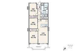 グランドハイツ甲陽園 3LDKの間取図画像