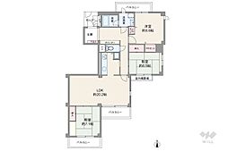 白鷹甲子園マンションA棟 3LDKの間取図画像
