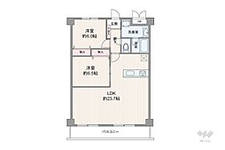シャルム甲陽園 2LDKの間取図画像