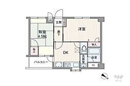 フロンテージ芦屋 2DKの間取図画像