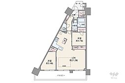 ロイヤル芦屋ザ・レジデンス 2LDKの間取図画像