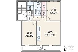 ライオンズマンション箕面A棟 2LDKの間取図画像