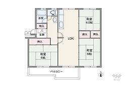 箕面粟生第2住宅35棟 3LDKの間取図画像