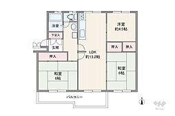 箕面粟生第2住宅35棟 3LDKの間取図画像
