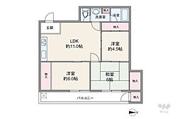 曽根南ハイツ 3LDKの間取り