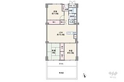 千里泉ケ丘スカイハイツ3号棟 3LDKの間取図画像