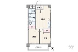 淡路第2ダイヤモンドハイム 2LDKの間取図画像