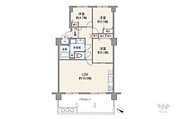府公社山田西第2次団地A-8棟 3LDKの間取図画像