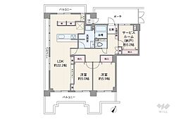 コスモハイツ新大阪2番館 2SLDKの間取図画像