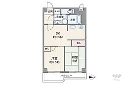 シャルム野中南公園 2DKの間取図画像