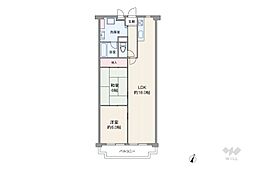 コスモハイツ新大阪 2LDKの間取図画像