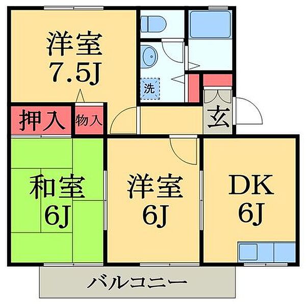 千葉県千葉市緑区あすみが丘７丁目(賃貸アパート3DK・2階・53.59㎡)の写真 その2