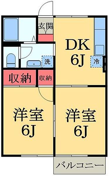 千葉県大網白里市みずほ台１丁目(賃貸アパート2DK・2階・40.07㎡)の写真 その2