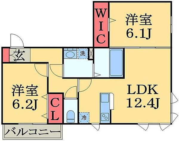 千葉県千葉市中央区宮崎町(賃貸アパート2LDK・3階・58.86㎡)の写真 その2