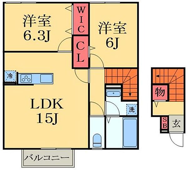 千葉県大網白里市駒込(賃貸アパート2LDK・2階・64.08㎡)の写真 その2