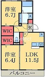 JR内房線 八幡宿駅 徒歩24分の賃貸アパート 3階2LDKの間取り
