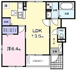 JR内房線 五井駅 バス6分 出津下車 徒歩8分の賃貸アパート 1階1LDKの間取り