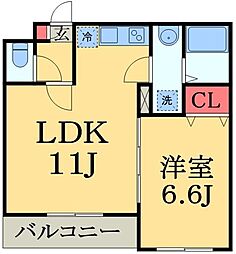 JR内房線 浜野駅 徒歩9分の賃貸アパート 3階1LDKの間取り
