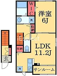 JR内房線 姉ケ崎駅 徒歩4分の賃貸アパート 2階1LDKの間取り