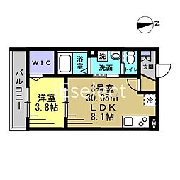 JR内房線 浜野駅 徒歩5分の賃貸アパート 2階1LDKの間取り