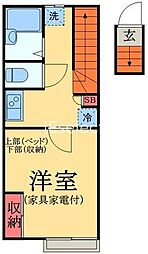 JR内房線 浜野駅 徒歩20分の賃貸アパート 2階1Kの間取り