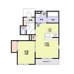 JR外房線 土気駅 徒歩12分の賃貸アパート 1階1LDKの間取り