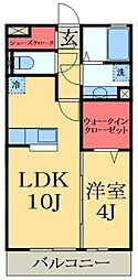 JR内房線 五井駅 徒歩23分の賃貸アパート 2階1LDKの間取り