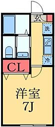 JR外房線 土気駅 徒歩6分の賃貸アパート 1階1Kの間取り