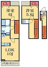 JR内房線 姉ケ崎駅 徒歩15分の賃貸アパート 2階2LDKの間取り