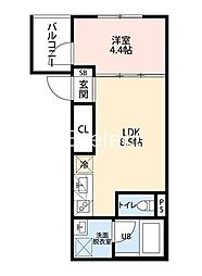 JR京葉線 蘇我駅 徒歩4分の賃貸マンション 2階1LDKの間取り