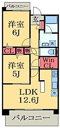 JR外房線 土気駅 徒歩17分の賃貸マンション 3階2LDKの間取り