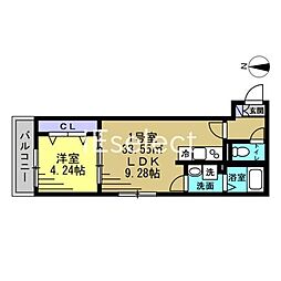 JR京葉線 蘇我駅 徒歩13分の賃貸アパート 3階1LDKの間取り