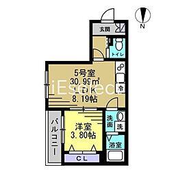 JR京葉線 蘇我駅 徒歩13分の賃貸アパート 2階1LDKの間取り