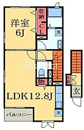 JR内房線 五井駅 徒歩29分の賃貸アパート 2階1LDKの間取り
