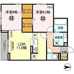 K・Tellus (ケー・テルース) 2LDKの間取図画像