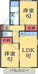 グランメール・ハイム壱番館 2LDKの間取図画像