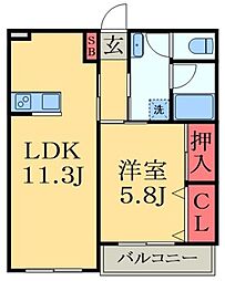 ティアラ 1LDKの間取図画像