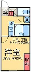 レオパレスオユミ2 1Kの間取図画像