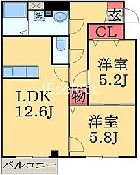 グリーンベル 2LDKの間取図画像