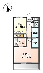 フォートレス小倉 1LDKの間取図画像