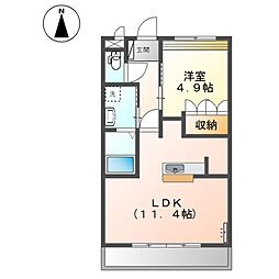 第二かわいちびる 1LDKの間取図画像