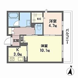 シャーメゾン別府駅前 2Kの間取図画像