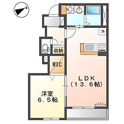 ヴァンベール 1LDKの間取図画像