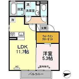 プリマ・ルーチェ 1LDKの間取図画像