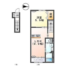 パルジェ別府 1LDKの間取図画像